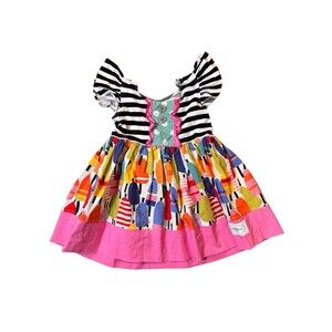 Caroline Kate 2T Girls Boutique Dress Popsicle Striped Pink Ruffle Fit Flare